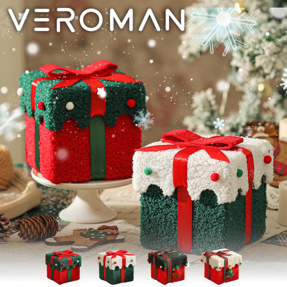 VeroMan ギフトボックス 置物 クリスマス 高級フロッキー加工 プレゼント用 お菓子入れ 空き箱 収納 ふわふわ デコレーション パーティー装飾品 韓国インテリア