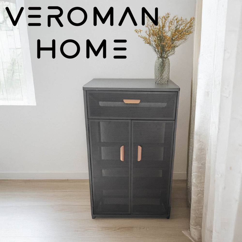 VeroMan キャビネット モダン 収納棚 玄関・リビング・ダイニング兼用 サイドキャビネット 鉄製フレーム 家庭用 シンプルデザイン 韓国インテリア [75x39x120cm]