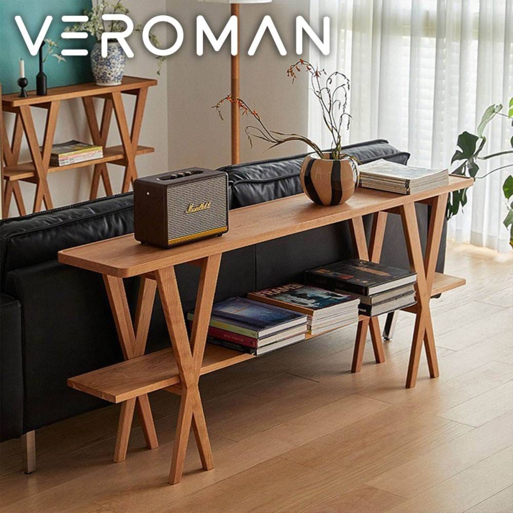 VeroMan コンソールテーブル サイドテーブル 収納棚 ディスプレイラック リビング収納 棚付きソファテーブル 装飾テーブル 韓国インテリア [幅170cm×高さ71cm]