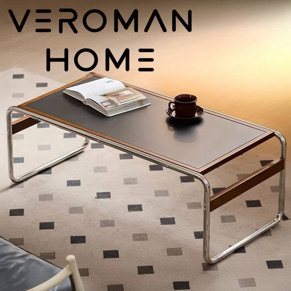 VeroMan ローテーブル センターテーブル 岩板天板 モダンデザイン 金属フレーム リビングテーブル シンプル 韓国インテリア [幅100cm×奥行48cm×高さ36cm]