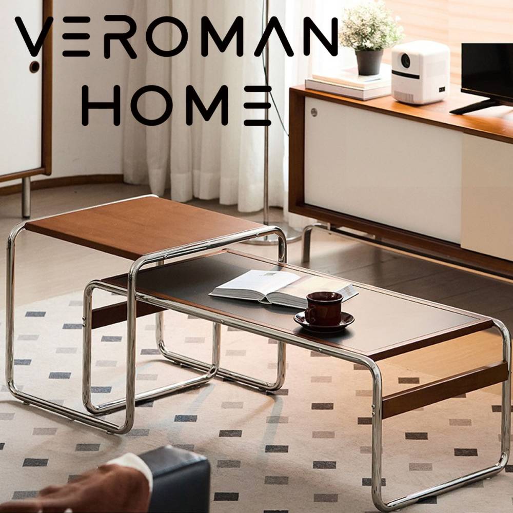 VeroMan センターテーブル サイドテーブル 2点セット ローテーブル 岩板天板  モダンデザイン ステンレス脚  韓国インテリア [高さ48cm×幅100cm]