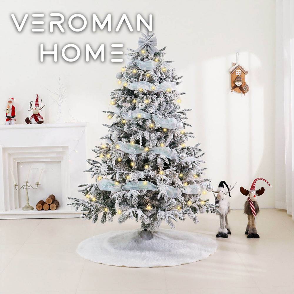 [150cm] VeroMan スノーフロック クリスマスツリー 雪化粧 もみの木 イルミネーション クリスマスデコレーション オーナメント付き 装飾セット組み立て式