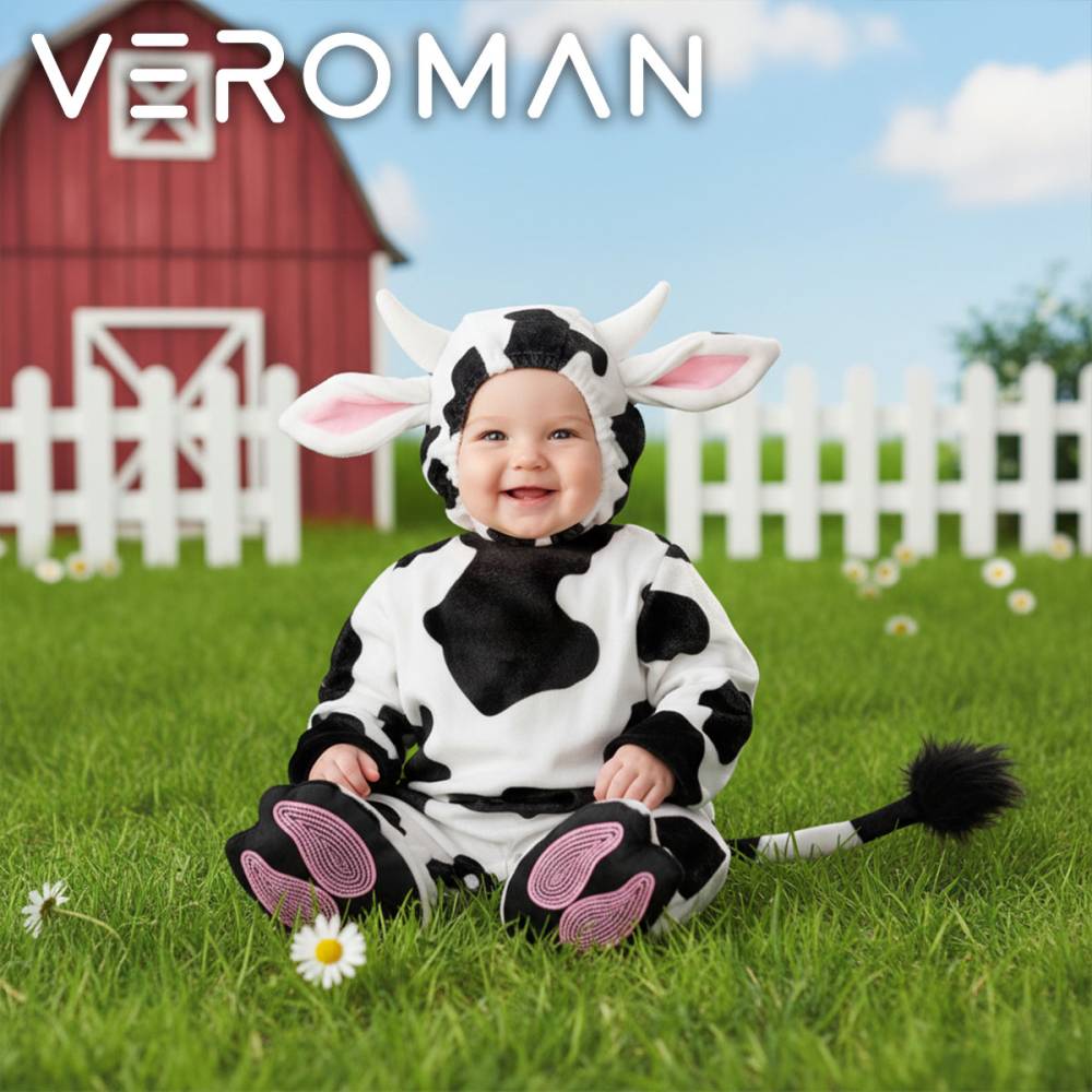 VeroMan 干支 丑年 ベビー牛着ぐるみ ふわふわコスチューム 新生児写真 百日祝い クリスマス撮影 出産祝い 韓国ベビー服