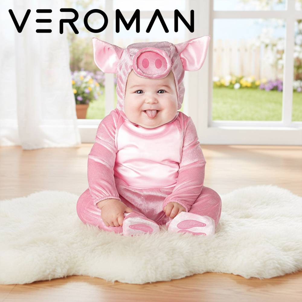 VeroMan ベビー ピッグ コスチューム 連体衣 帽子 シューズ 3点セット 干支（亥・猪） 赤ちゃん 着ぐるみ ハロウィン 仮装 コスプレ 記念撮影 韓国ベビー服
