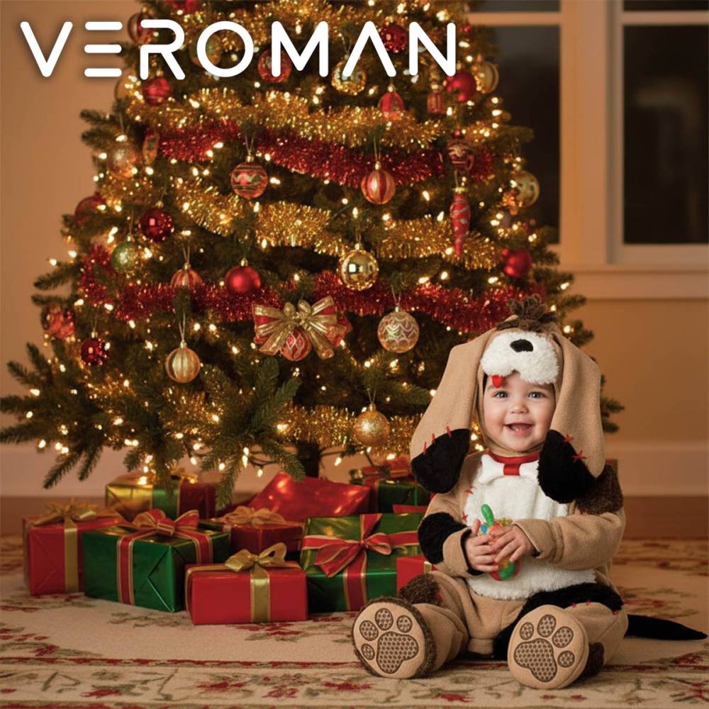 VeroMan ベビー 犬 コスチューム 干支（戌） 連体衣 帽子 シューズ リボン 4点セット ベビー着ぐるみ ハロウィン 仮装 コスプレ 赤ちゃん ドッグ 韓国ベビー服