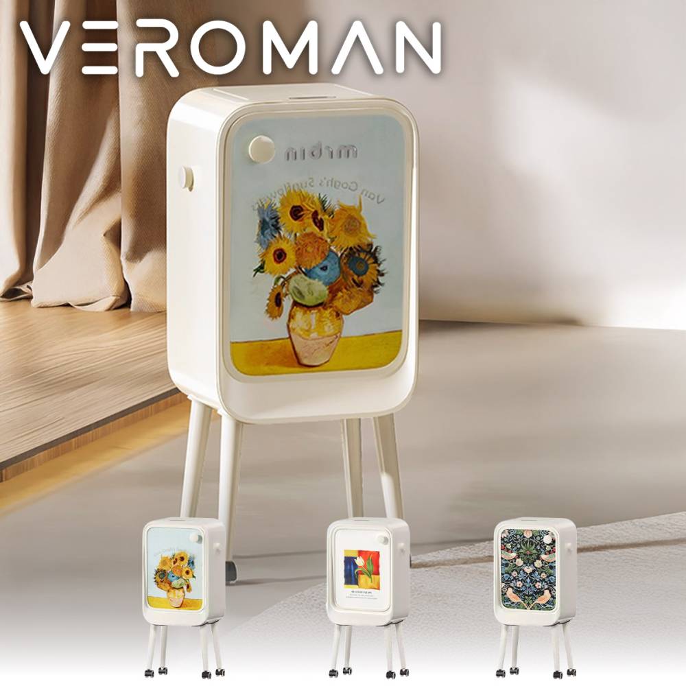 VeroMan ゴミ箱 20L スマートセンサー付き自動開閉 キャスター付き 移動便利 大容量 モダンレトロスタイル リビング用 高脚タイプ 家庭用 高級感 韓国インテリア [31.4x22x65cm]