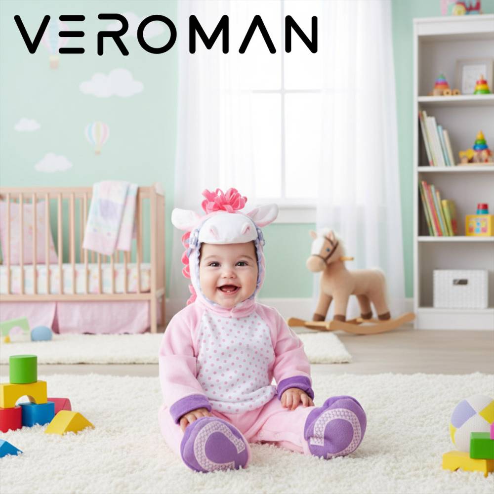 VeroMan ベビー ユニコーン（馬） コスチューム 干支（午） 連体衣 帽子 シューズ 3点セット 着ぐるみ ハロウィン 仮装 赤ちゃん ポニー ピンク 韓国ベビー服