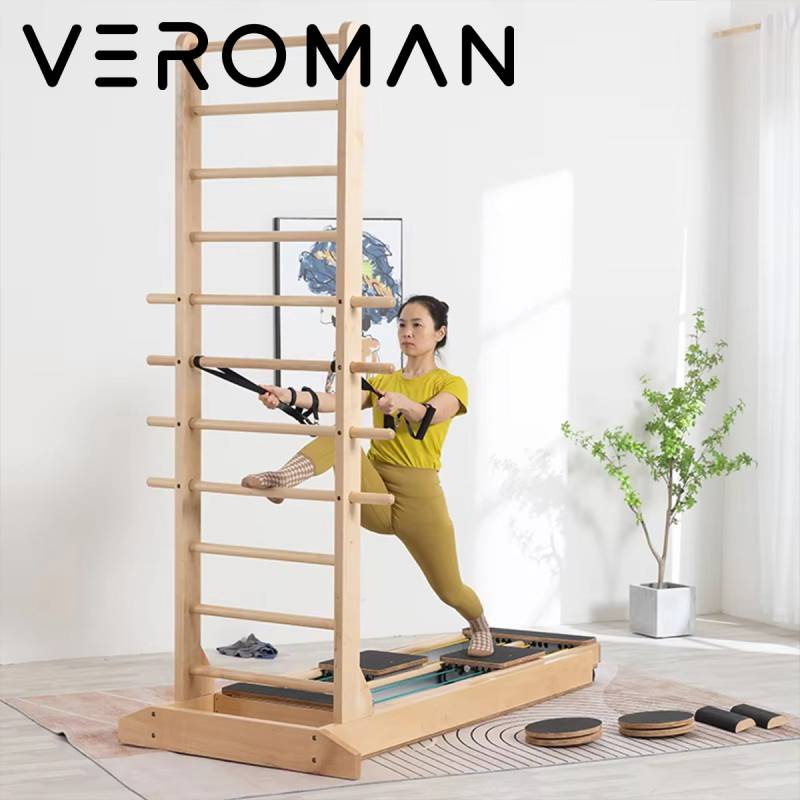 【送料込】VeroMan ピラティスマシン 双方向スライドレール 木製 ウォールバー付き フィットネス 自宅トレーニング 美ボディ 姿勢改善 エクササイズ 業務用