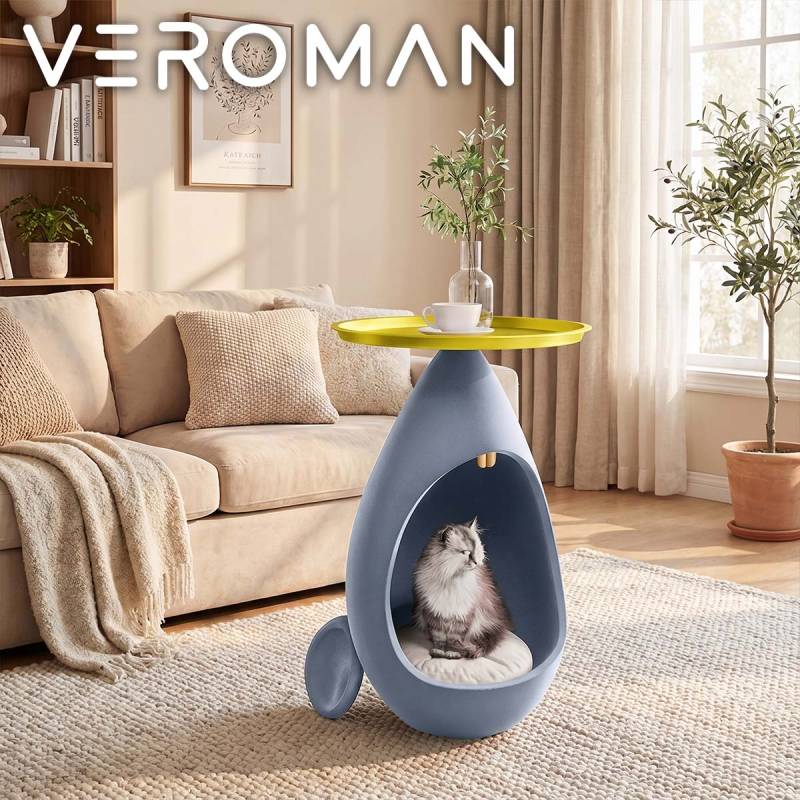 VeroMan サイドテーブル ペットハウス付き 人と猫が共用できる 猫用