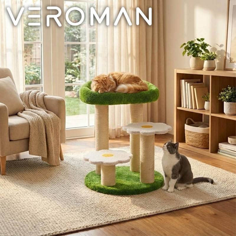 VeroMan キャットタワー 大型猫対応 豪華フラワーデザイン 花型 