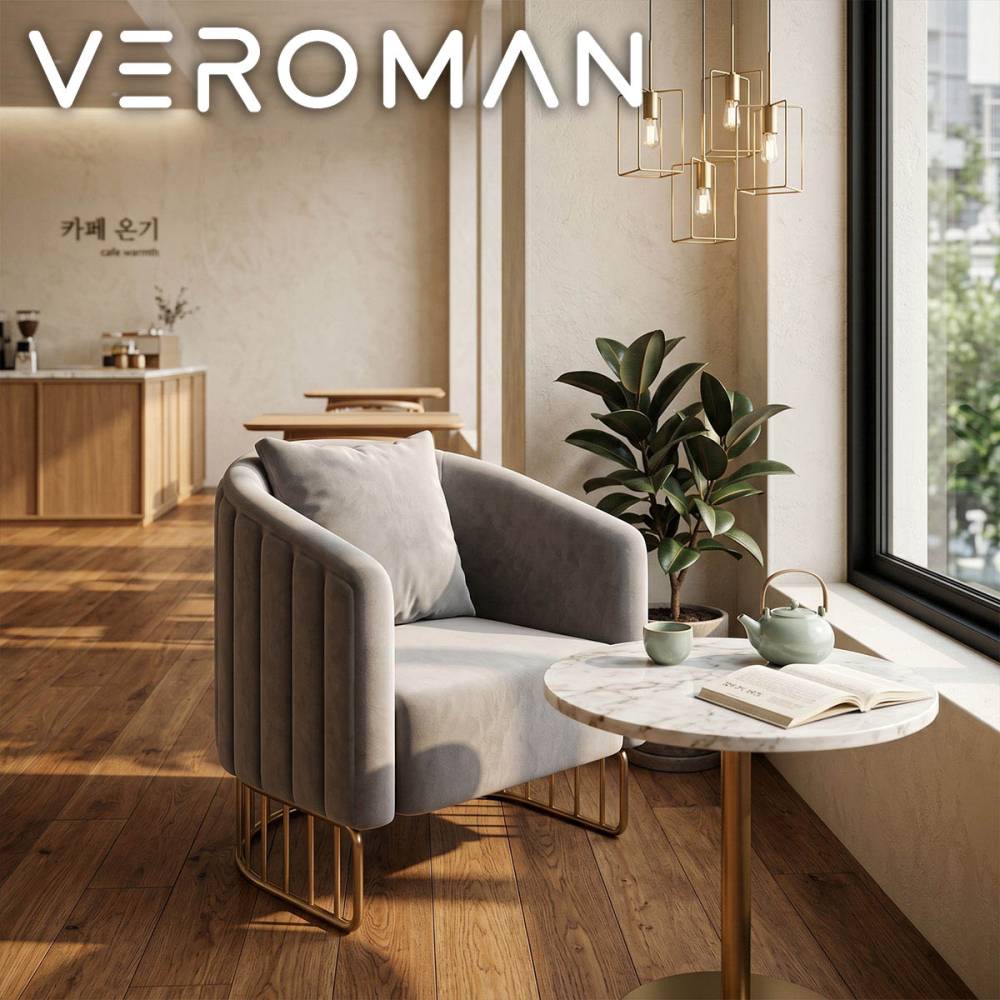 VeroMan ソファ ふんわり包み込むサロンネイルチェア 人間工学設計 ベルベット調 高反発クッション 美容サロン ネイルサロン 待合ソファ 施術チェア おしゃれ 業務用 韓国インテリア [62x65x76cm]
