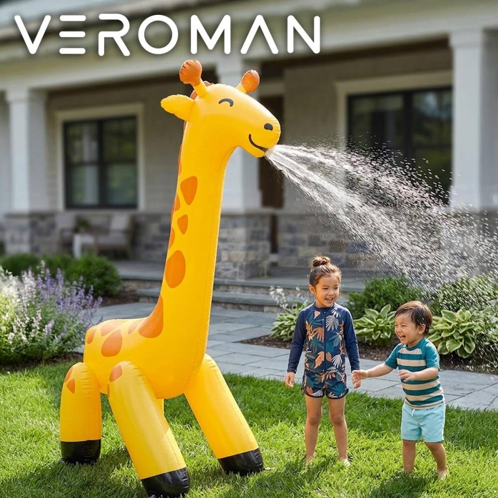 [キリン] VeroMan キリン スプリンクラー 噴水おもちゃ 水遊び 子供用 エアー遊具 ビニール 散水 インフレータブル 庭遊び 屋外 夏 レジャー 男の子 女の子 プレゼント