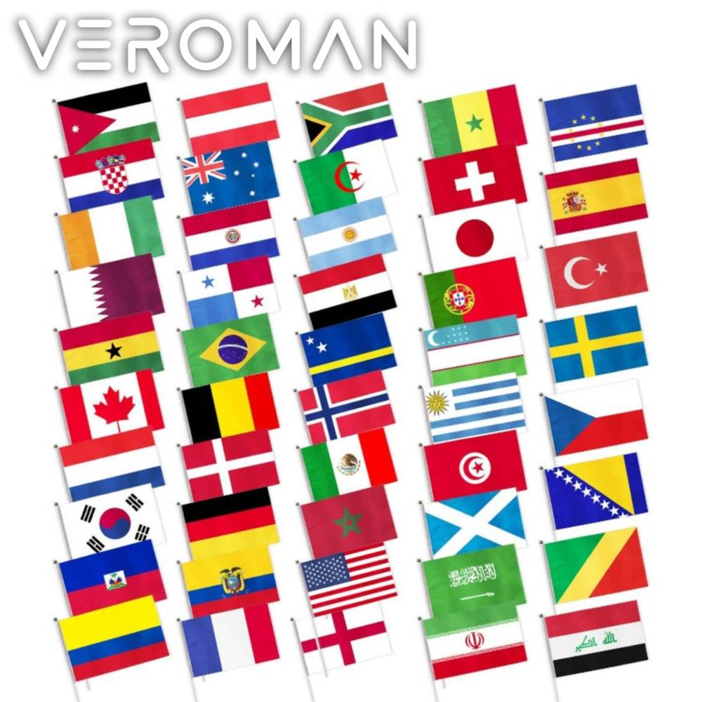 [14×21cm] 48ヶ国セット ワールドカップ 国旗 手旗 応援旗 応援グッズ ハンドフラッグ サッカー観戦 スポーツ応援 イベント装飾 万国旗 全48枚セット
