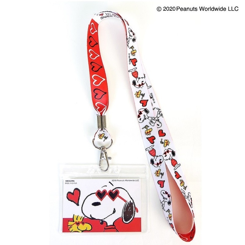 PEANUTS　スヌーピー ハートグラス 幅広ネックストラップ
