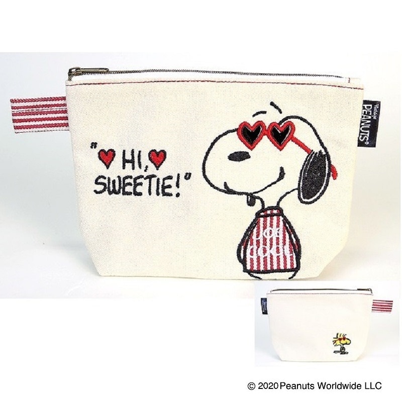 PEANUTS　スヌーピー ハートグラス 化粧ポーチ