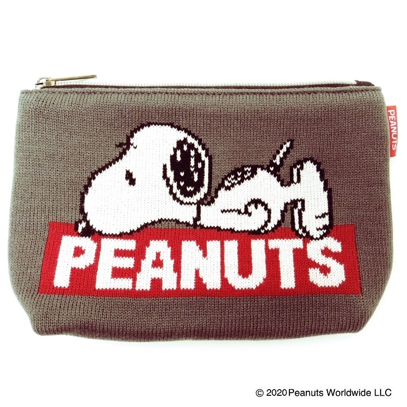 PEANUTS　スヌーピーニットポーチ ＧＹ ねそべり