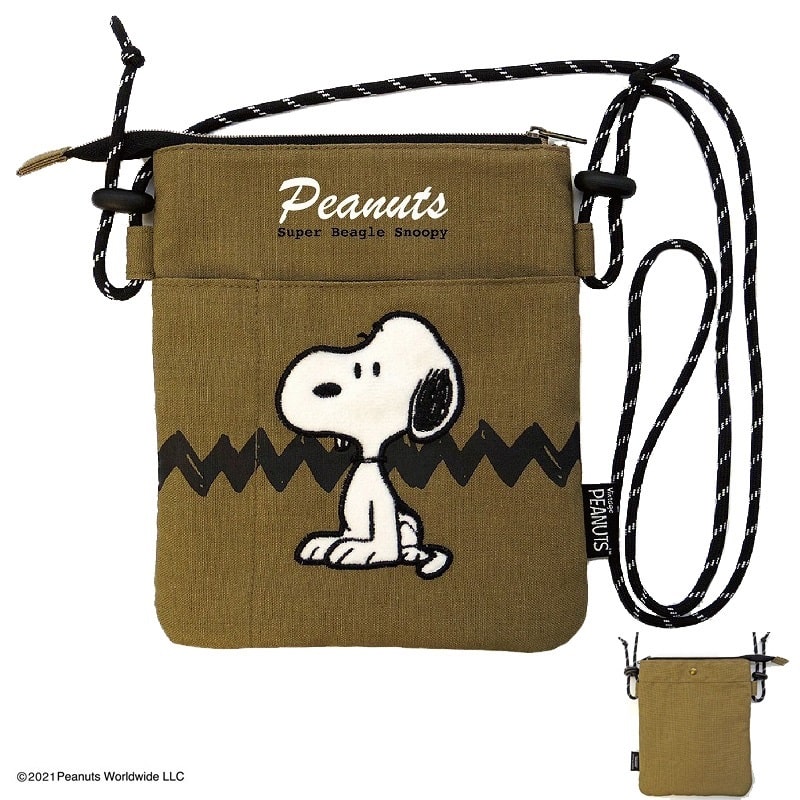 PEANUTS Ｗポケットショルダー スヌーピー おすわり
