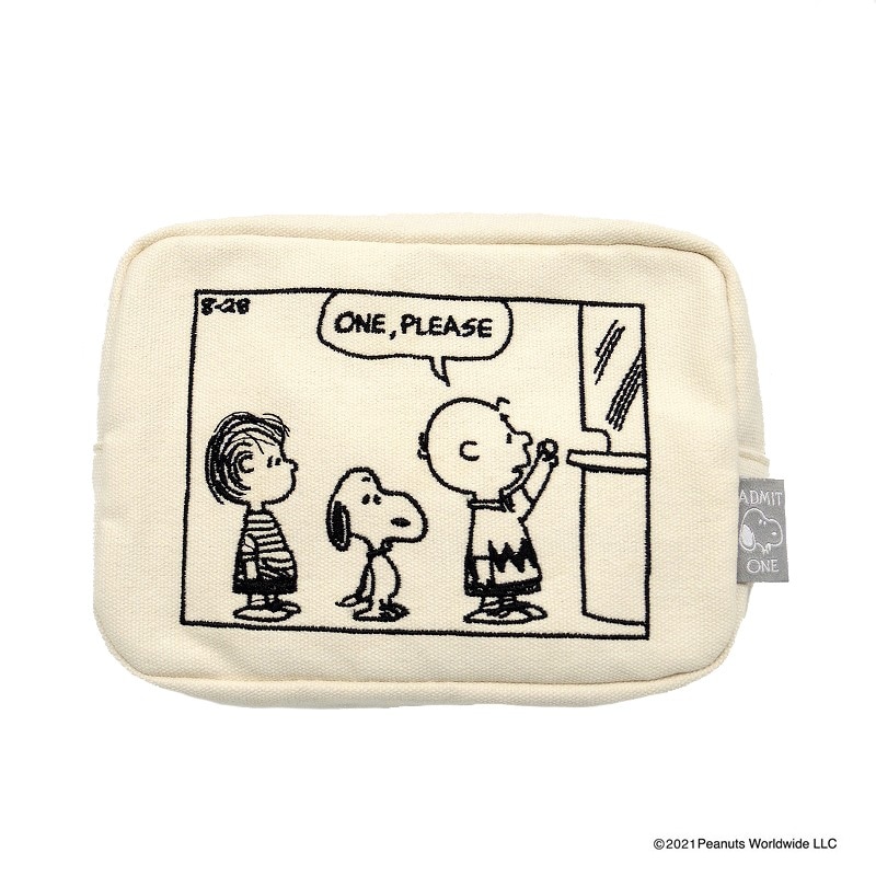 PEANUTS スヌーピー 刺繍コミック チケット スクエアポーチ [N03]