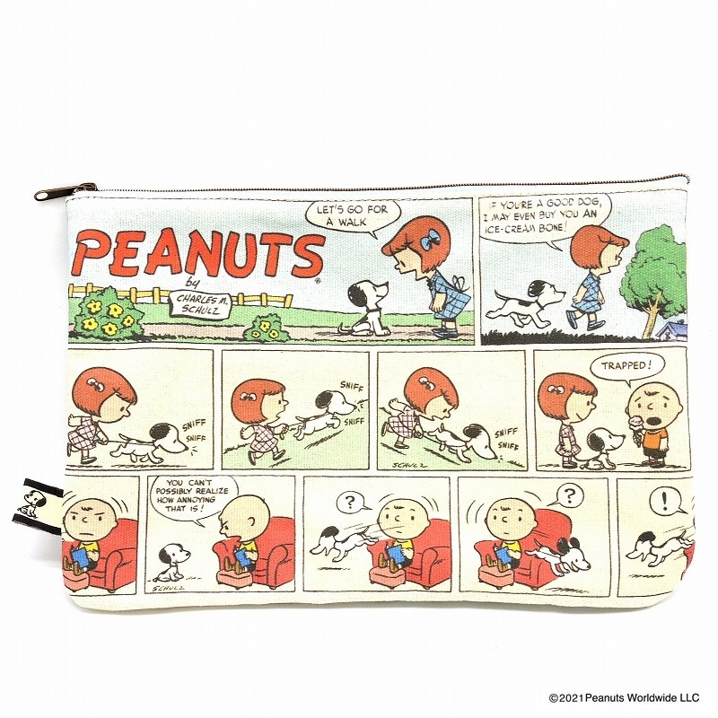 PEANUTS　スヌーピー ５０ｓ コミック フラットポーチ