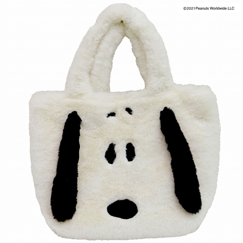 PEANUTS スヌーピーレトロファー ミニトート BK