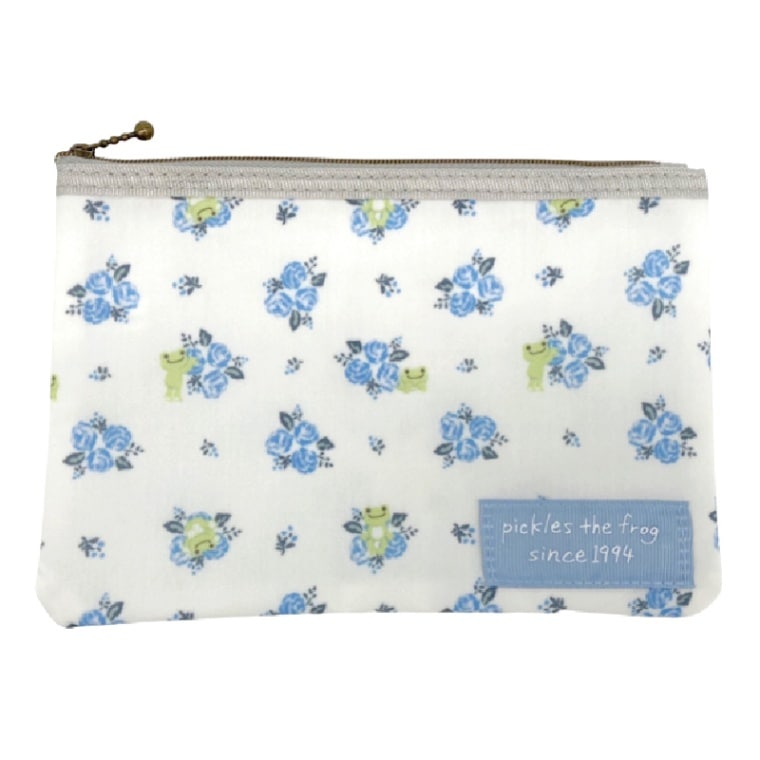 かえるのピクルス ピクルス レトロフラワー フラットポーチ BL