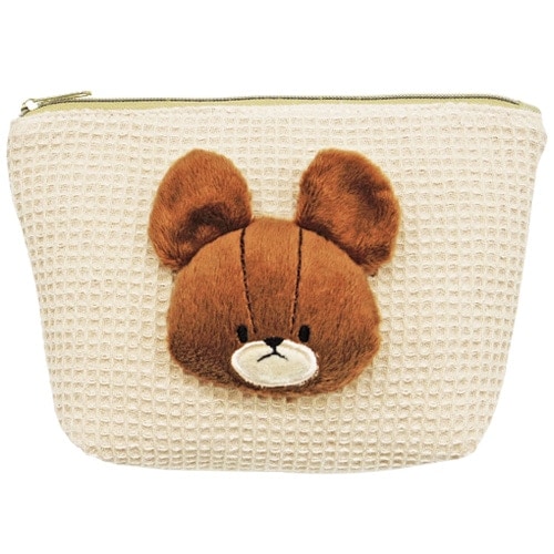 くまのがっこう ボアフェイスポーチ ベージュ