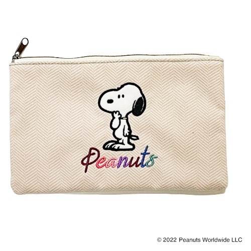 PEANUTS スヌーピー カラーズヘリンボーン フラットポーチ