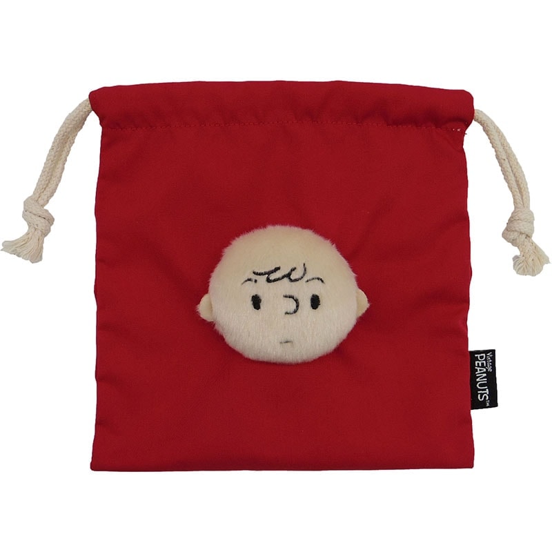 PEANUTS ボアフェイス巾着 チャーリー・ブラウン ５０ｓ