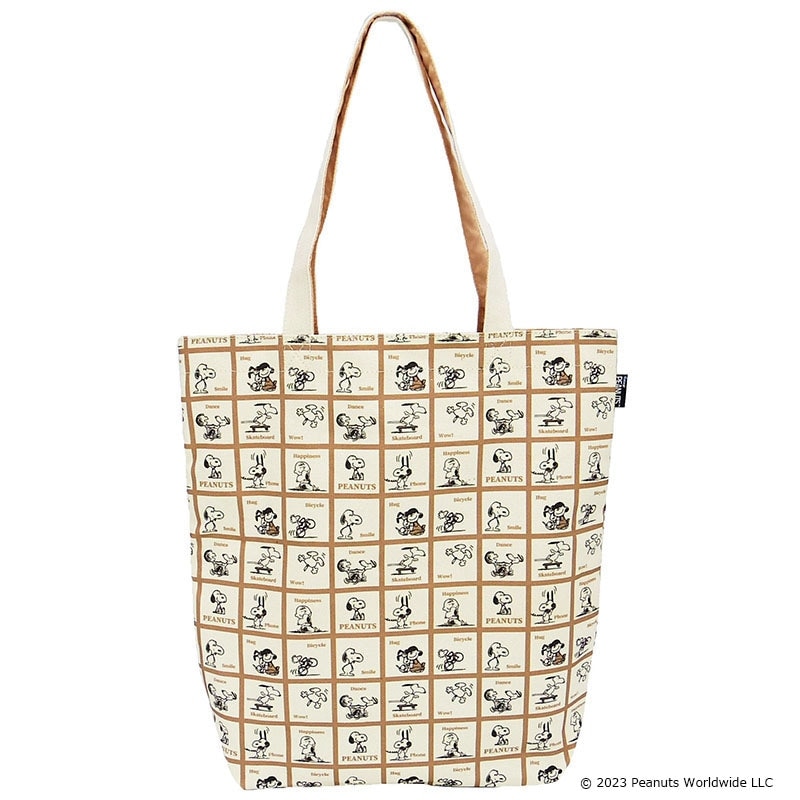 PEANUTS スヌーピー 格子柄 スクエアトート
