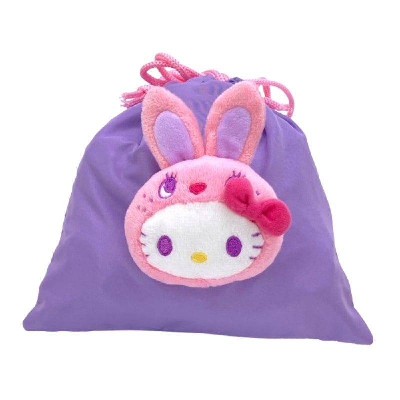 ハローキティ　カラフルバニーボアフェイス巾着　ＰＵ