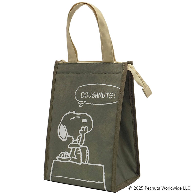スヌーピー 保冷保温マチ付きトート M カーキ