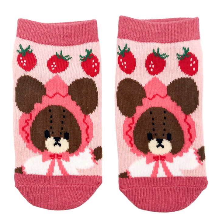 くまのがっこう いちご キッズソックス ずきん