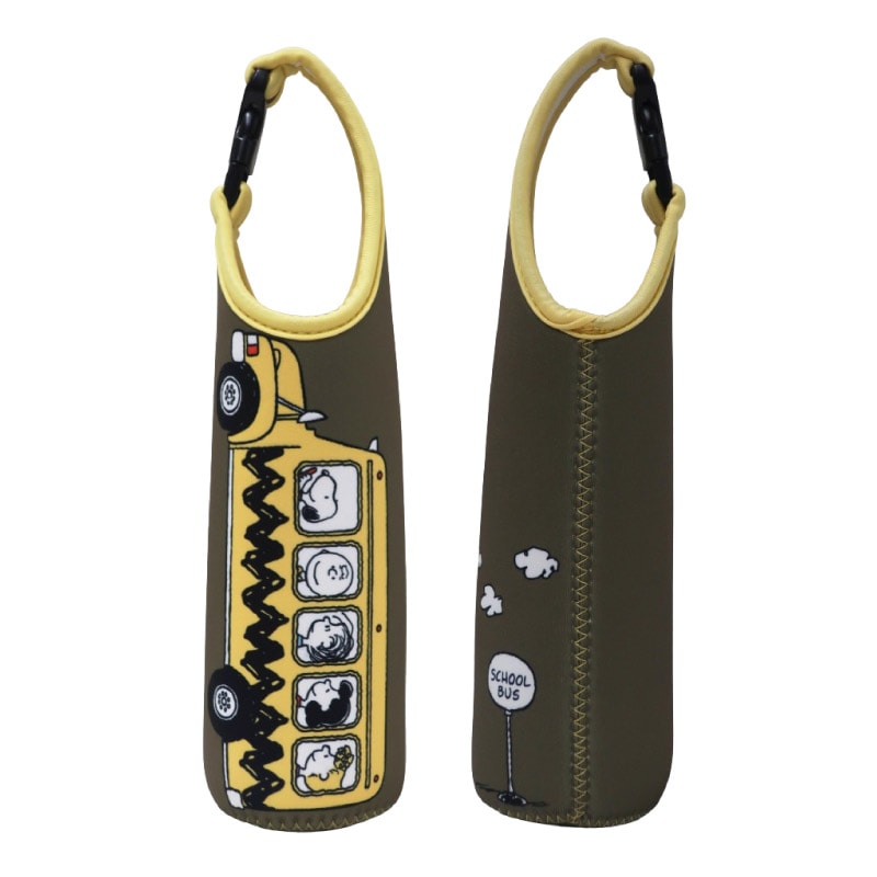 スヌーピー ペットボトルカバー600 スクールバス カーキ