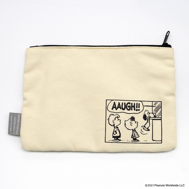 PEANUTS スヌーピー 刺繍コミック チケット フラットポーチ