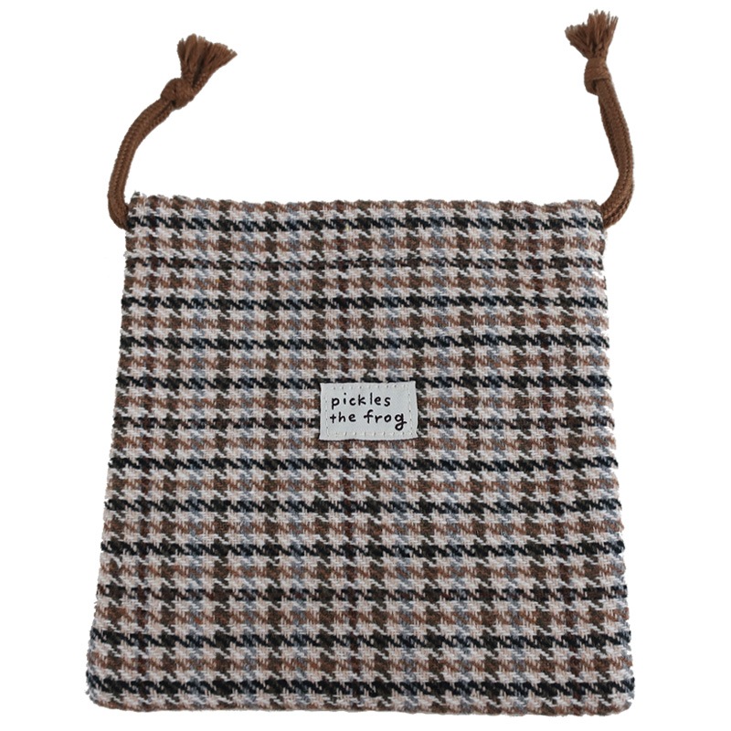 かえるのピクルス ピクルス ブラウンチェック 巾着