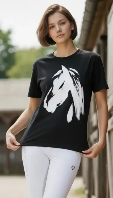 クアドリガ コットンTシャツ Brush Horse｜乗馬用品・馬具なら中江物産