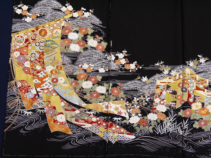 ◆期間限定値下げ！◆新品】正絹 黒留袖 江戸褄 京手描友禅 着物【仮絵羽未仕立品 ◇期間限定値下げ！◇新品】正絹 黒留袖 江戸褄 京手描友禅 着物【仮絵