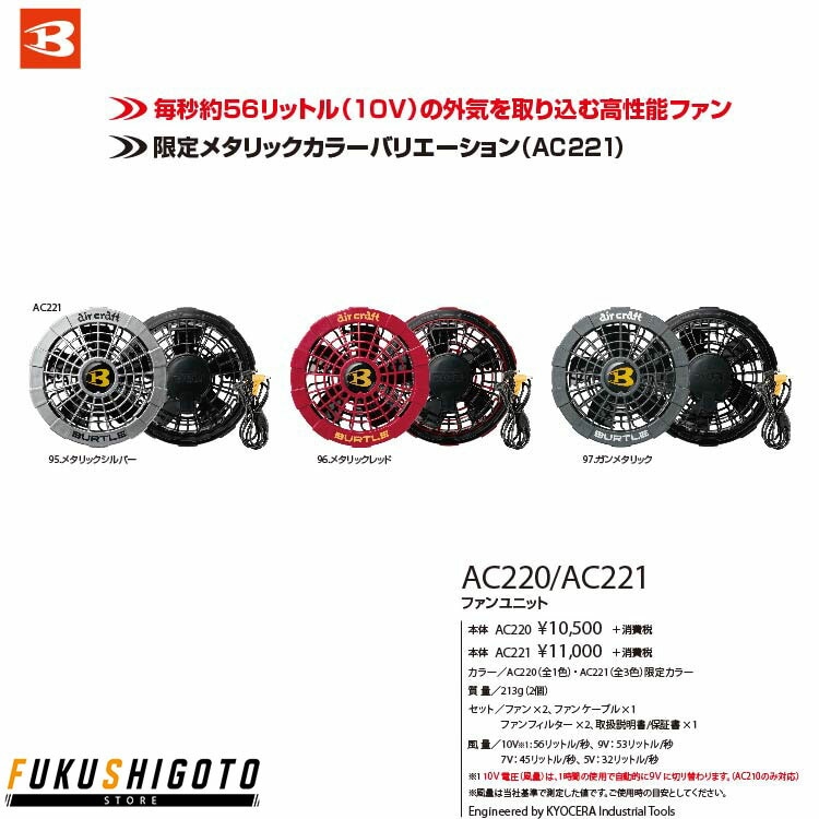 BURTLE バートル AC221 ファンユニット F オールシーズン対応
