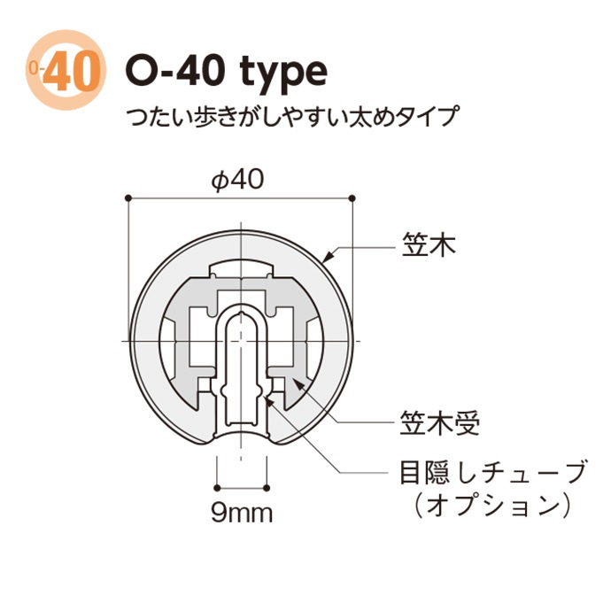 目隠しチューブ／O-40 9mm目地用 | 【手すり】,廊下・階段用