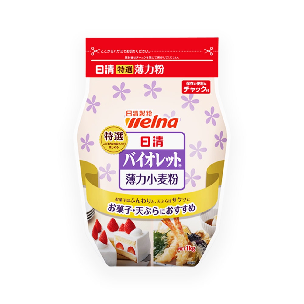 日清フーズ バイオレット チャック付 1Kg x15 15個セット(代引不可)【送料無料】 ケース販売】日清 小麦粉バイオレット チャック付 1kg×15 | 粉類