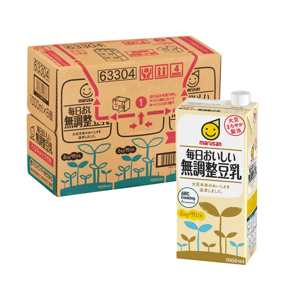 ケース販売】マルサンアイ 毎日おいしい無調製豆乳 1L×6本 | 飲料