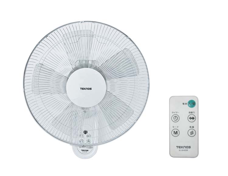[ DCモーターで省エネ・静音] 壁掛け扇風機 フルリモコン付き 40cm羽根 5枚羽根 ホワイト