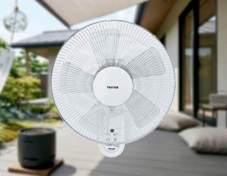 [ DCモーターで省エネ・静音] 壁掛け扇風機 フルリモコン付き 40cm羽根 5枚羽根 ホワイト