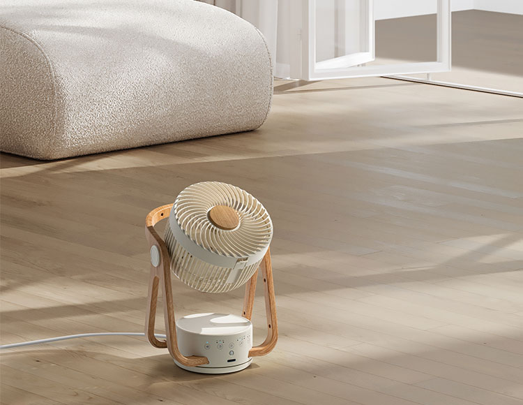 [木目調でインテリアになじむ] WOODSTYLE サーキュレーター扇風機  DCモーター 節電センサーリモコン付き 24畳 風量設定4段階