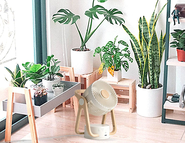 [木目調でインテリアになじむ] WOODSTYLE サーキュレーター扇風機  DCモーター 節電センサーリモコン付き 24畳 風量設定4段階
