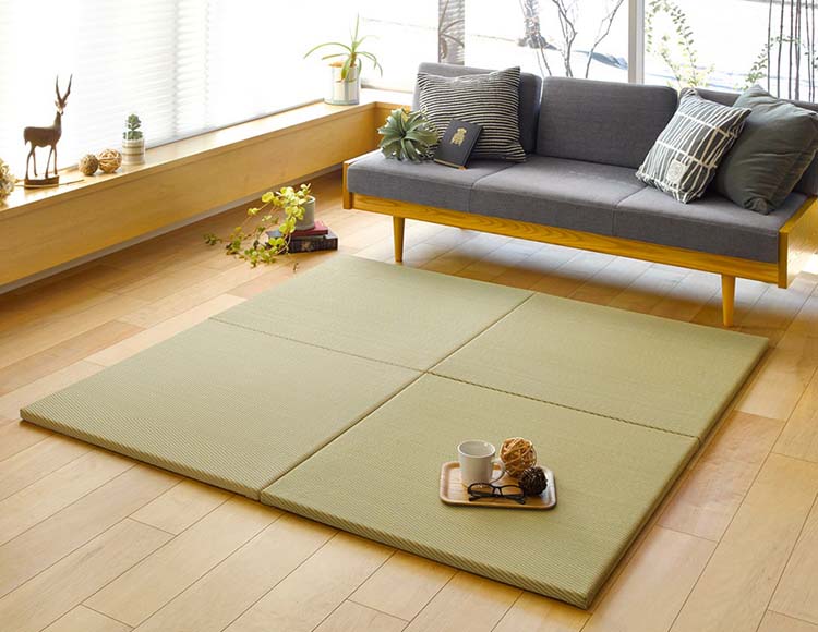[水拭きできる] 畳マット い草風 綾模様 82×82×2.5cm
