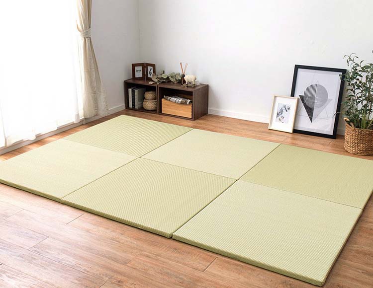 [水拭きできる] 畳マット い草風 綾模様 同色6枚セット (約2.5畳) 82×82×2.5cm