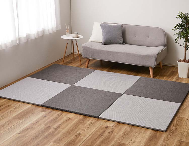[水拭きできる] 畳マット い草風 綾模様 同色12枚セット (約5畳) 82×82×2.5cm