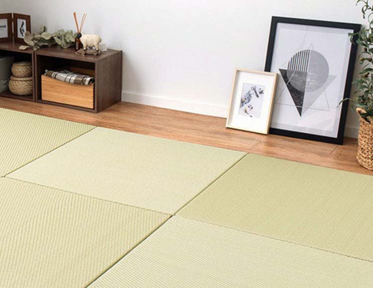 [水拭きできる] 畳マット い草風 綾模様 同色12枚セット (約5畳) 82×82×2.5cm