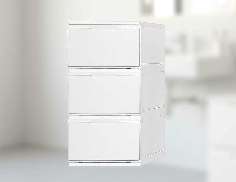 収納チェスト 壁付 3段 幅33cm 工具不要 簡単組立 キャスター付 日本製